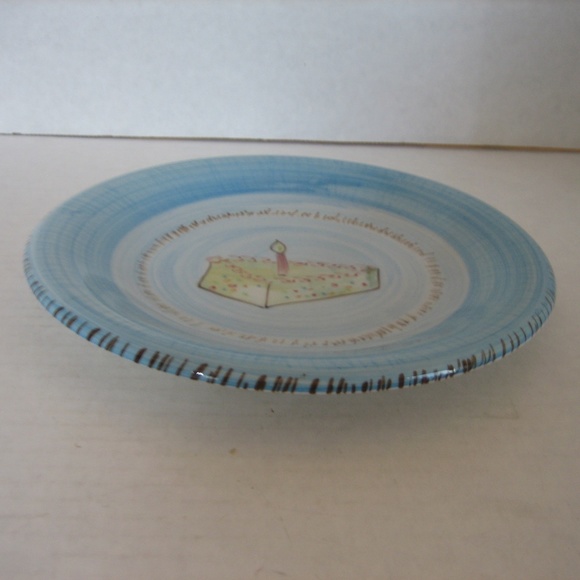 Ruby Piece of Birthday Cake with Candle Blue Ceramic Dessert Plate 8in.R NWNT - Picture 2 of 5